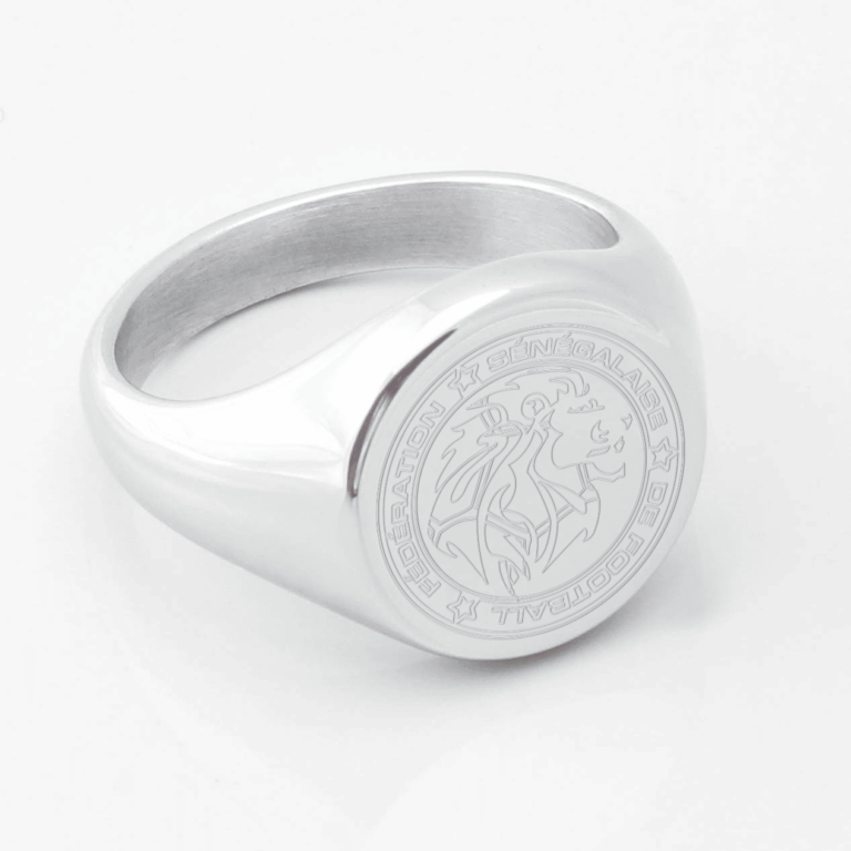 Senegal Football Engraved Silver Signet Ring
