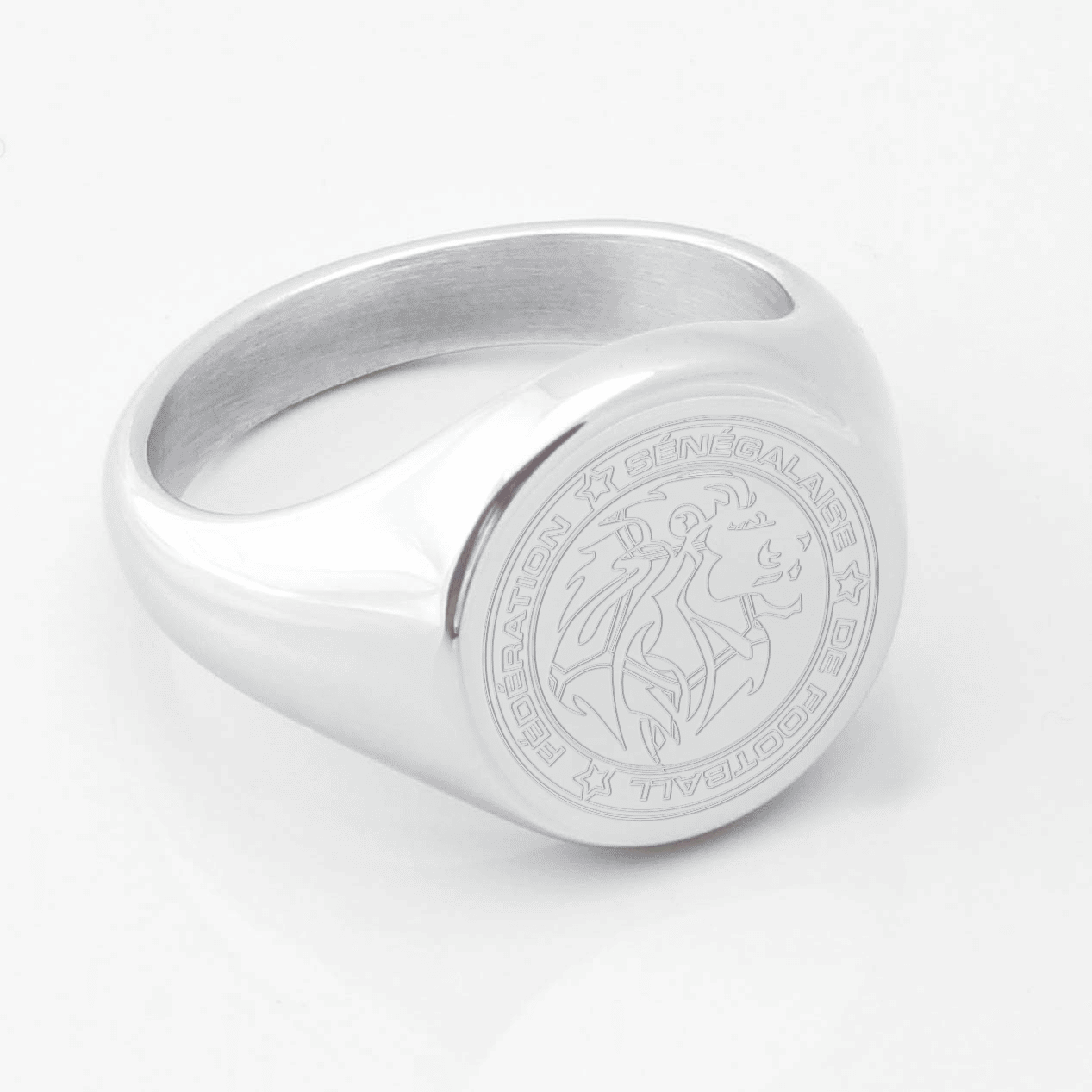 Senegal Football Engraved Silver Signet Ring