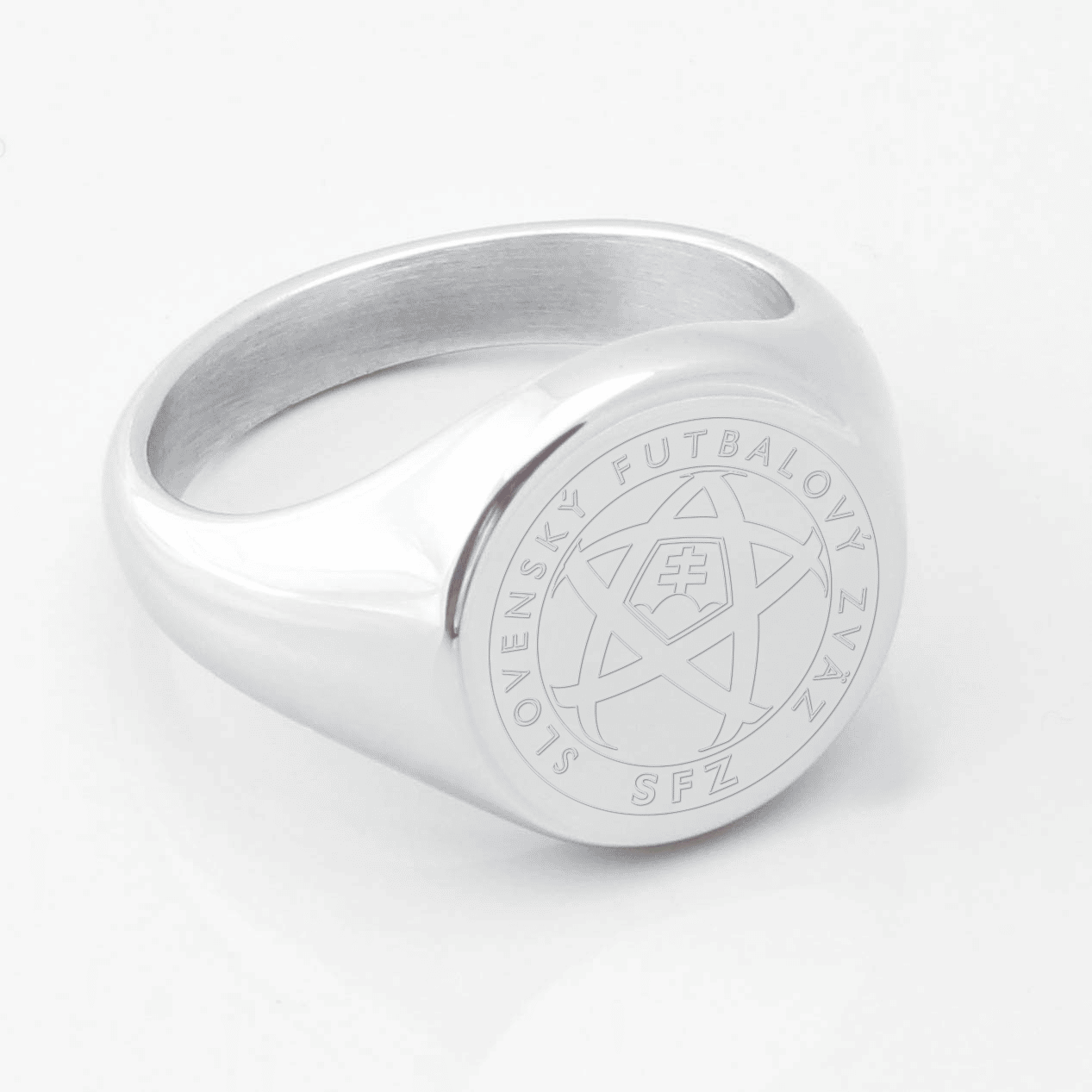Slovakia Football Engraved Silver Signet Ring
