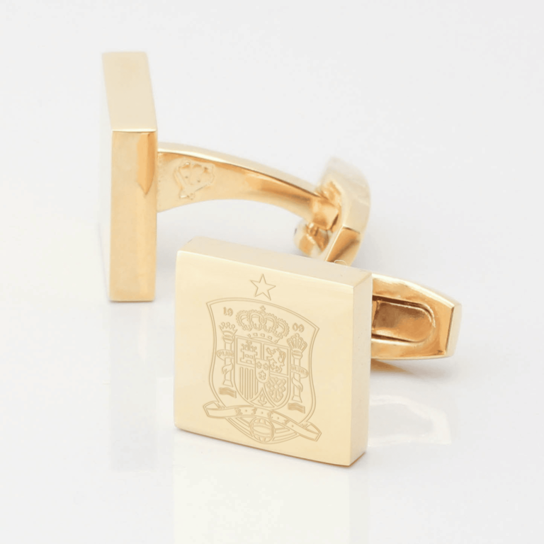 Spain Football Engraved Gold Cufflinks