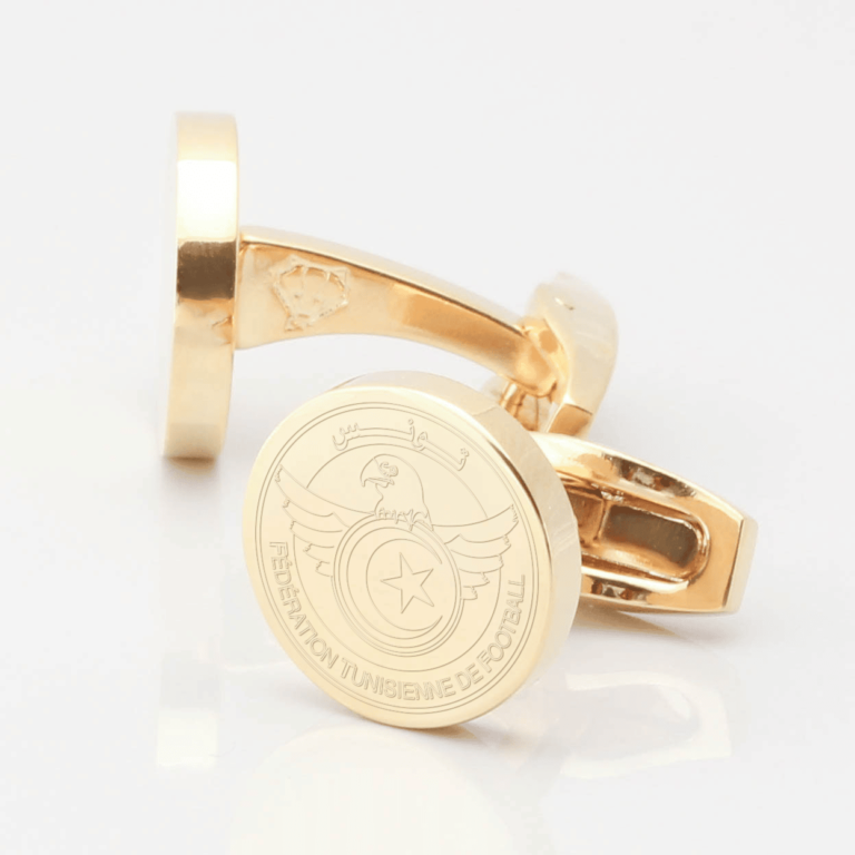 Tunisia Football Engraved gold Cufflinks