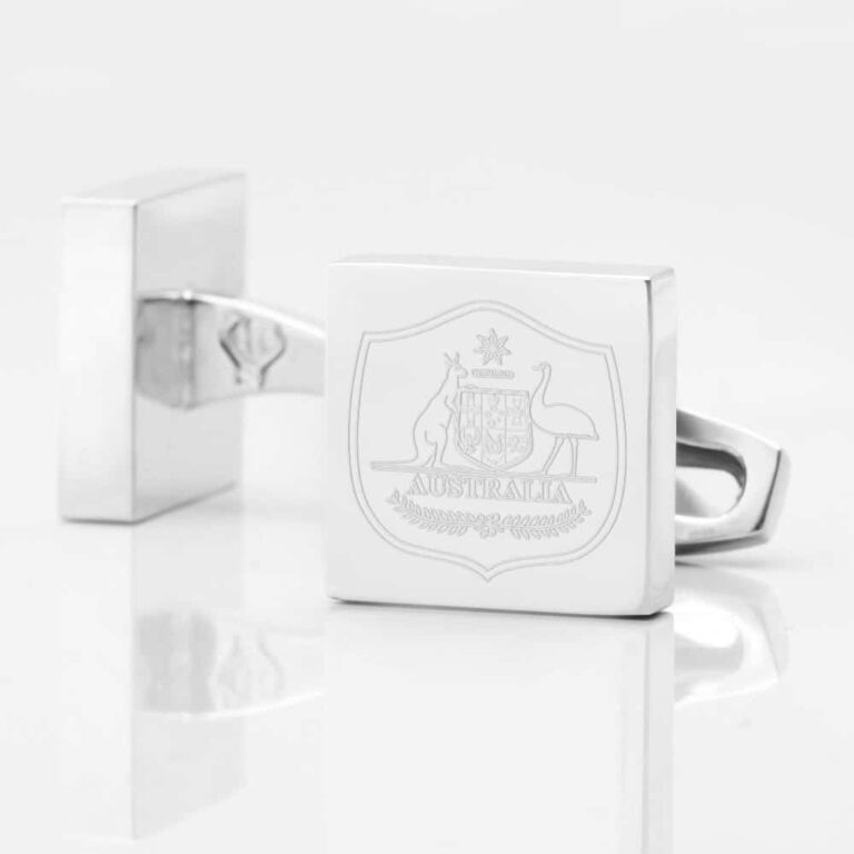 Australia Football Engraved Silver Cufflinks