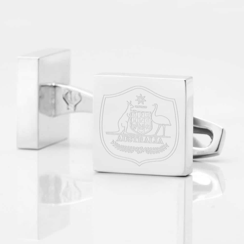 Australia Football Engraved Silver Cufflinks
