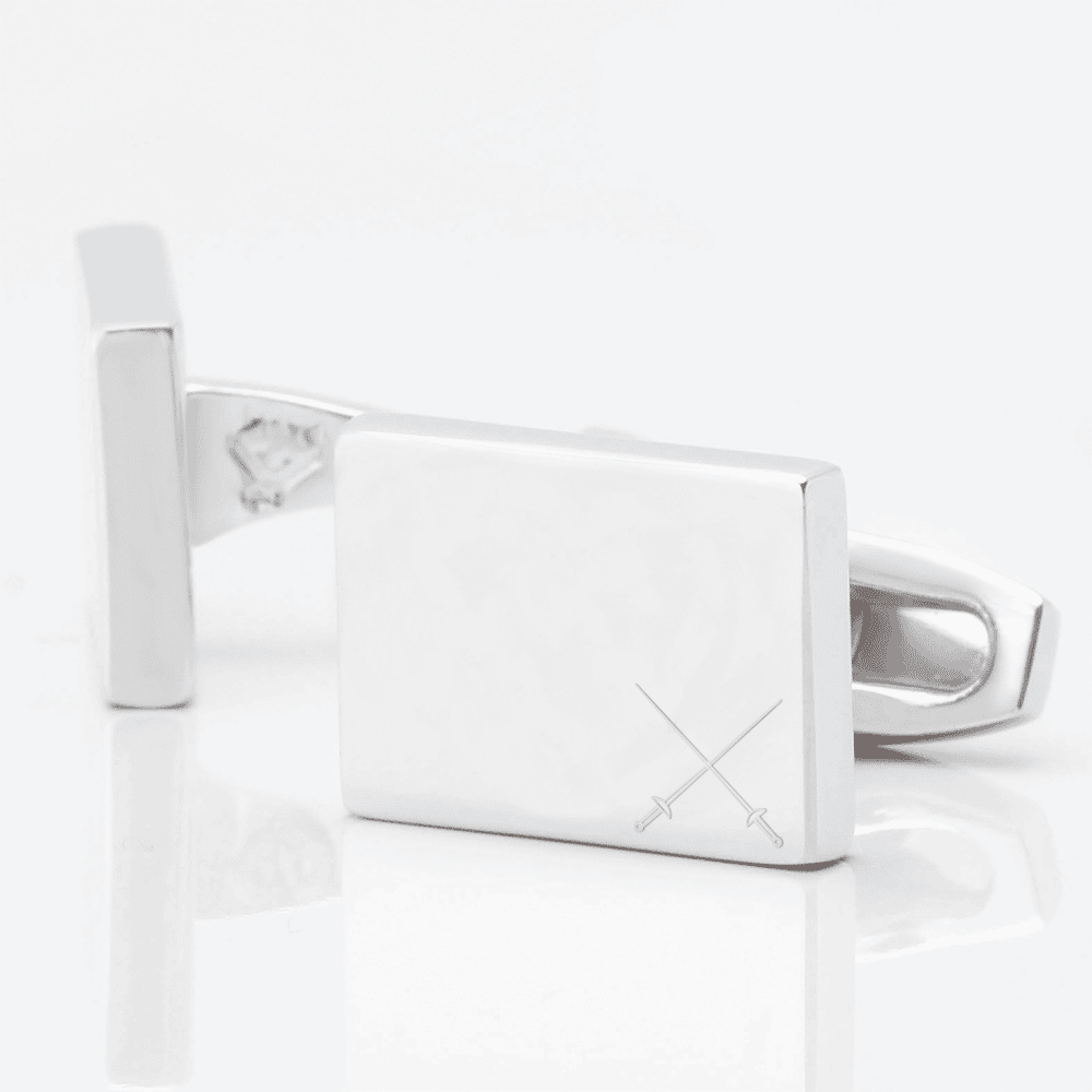 Fencing Engraved Silver Cufflinks