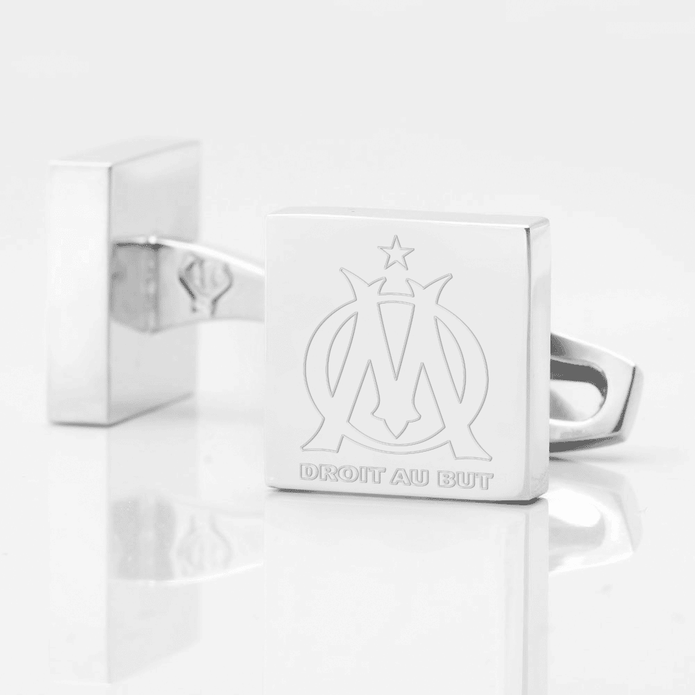 Marseille Football Engraved Silver Cufflinks