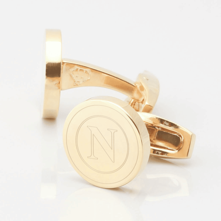 Napoli Football Engraved Gold Cufflinks