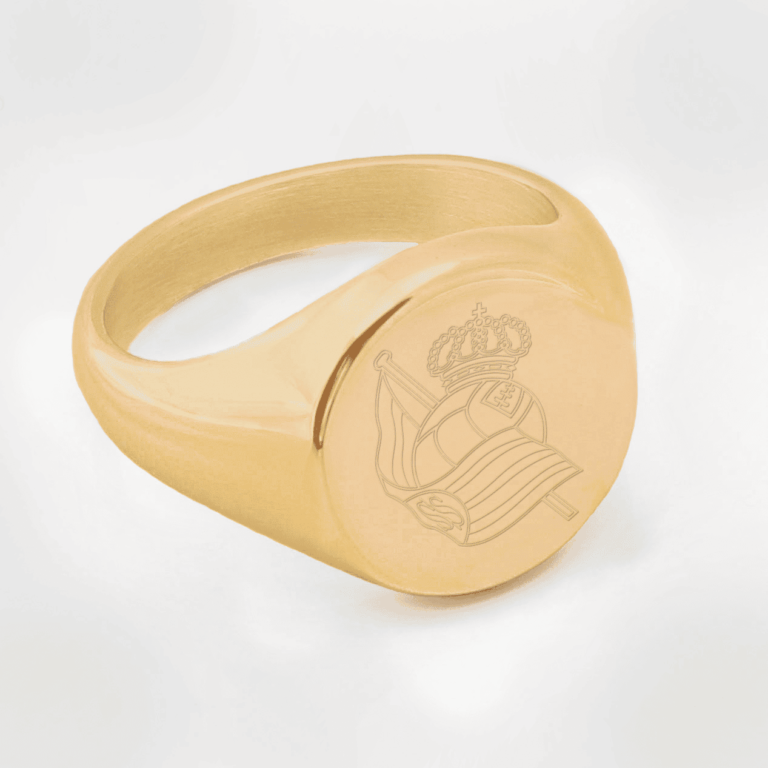 Real Sociedad Football Engraved Gold Signet Ring