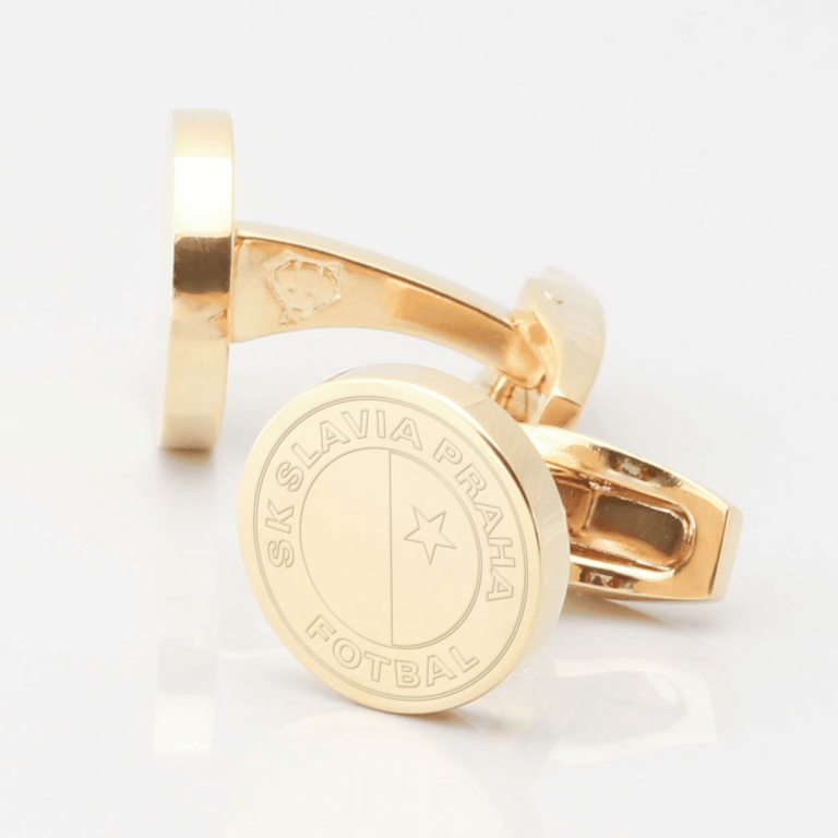 Slavia Praha Football Engraved Gold Cufflinks