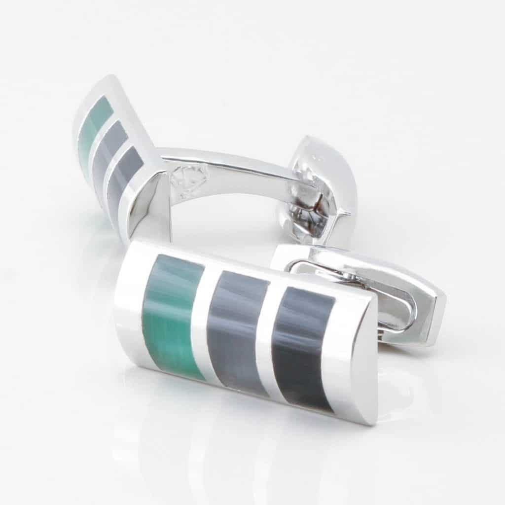 Curved Rectangular Cats Eye Cufflinks 4326