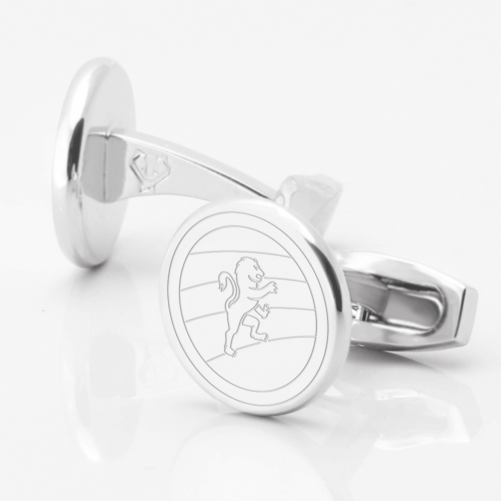 Gloucester-Rugby-Engraved-Circle-Silver-Cufflinks