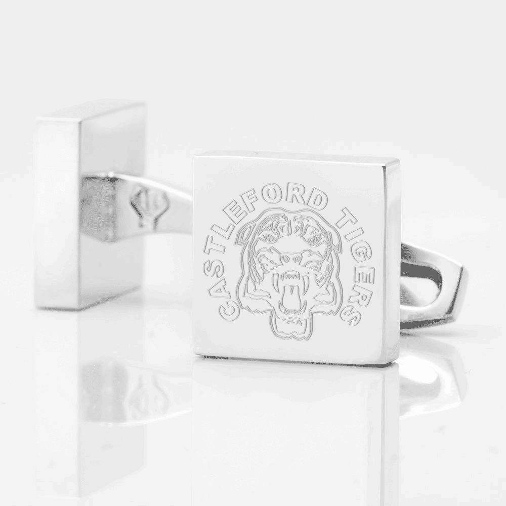 Castleford Tigers Rugby Engraved Silver Cufflinks