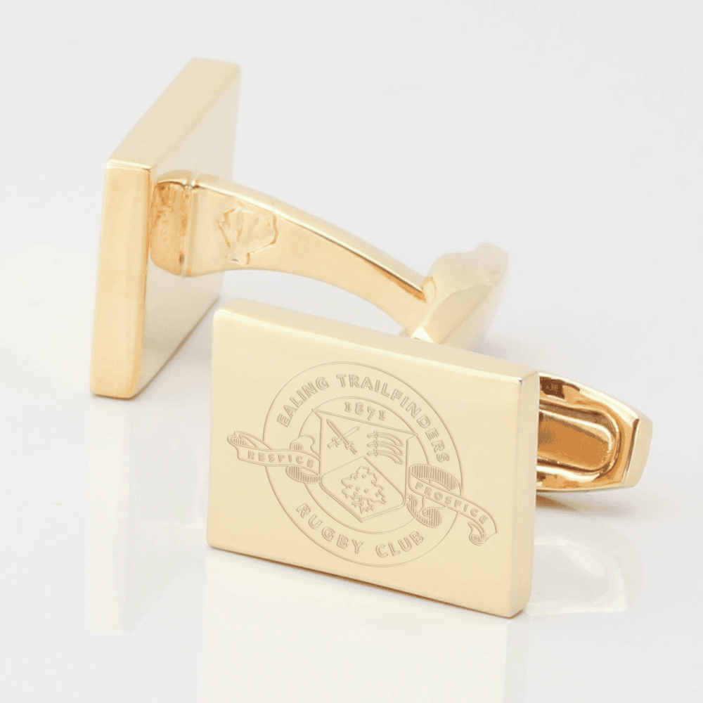 Ealing Trailfinders Rugby Engraved Gold Cufflinks e1669190979829