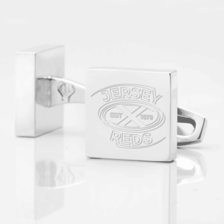 Jersey Reds Rugby Engraved Silver Cufflinks