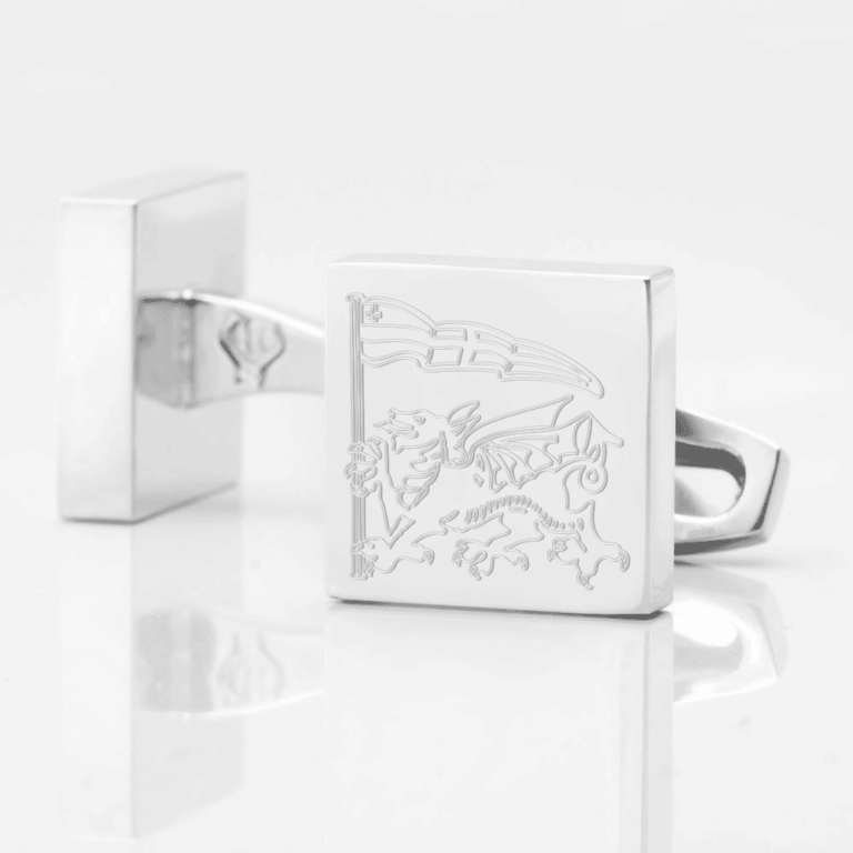 London Welsh Rugby Engraved Silver Cufflinks