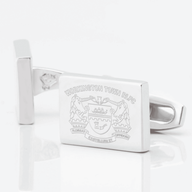 Workington Town Engraved Silver Cufflinks