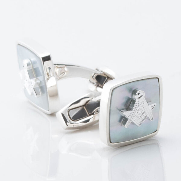 Mother of Pearl Embossed Masonic Symbol Cufflinks