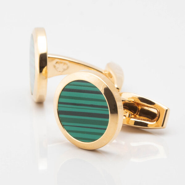 Gold Plated Malachite Cufflinks