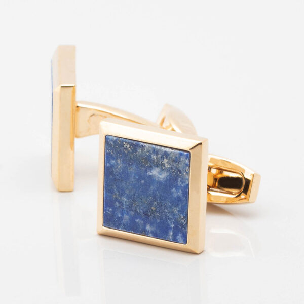Gold Plated Square Lapis Stone Cufflinks