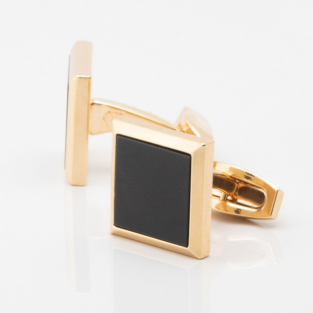 Square Gold Onyx Cufflinks