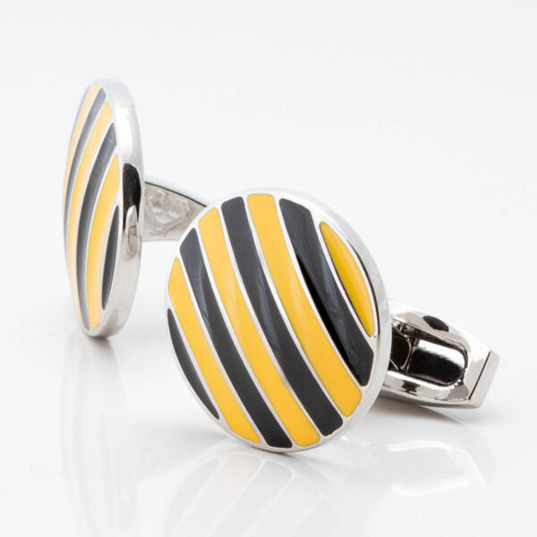 Gold and Black Striped Enamel Cufflinks