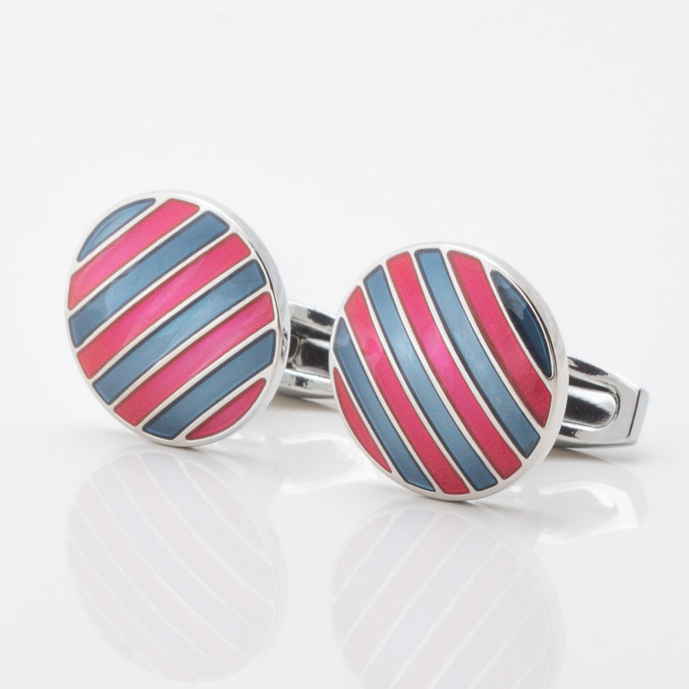 Red and Navy Striped Enamel Cufflinks Gallery