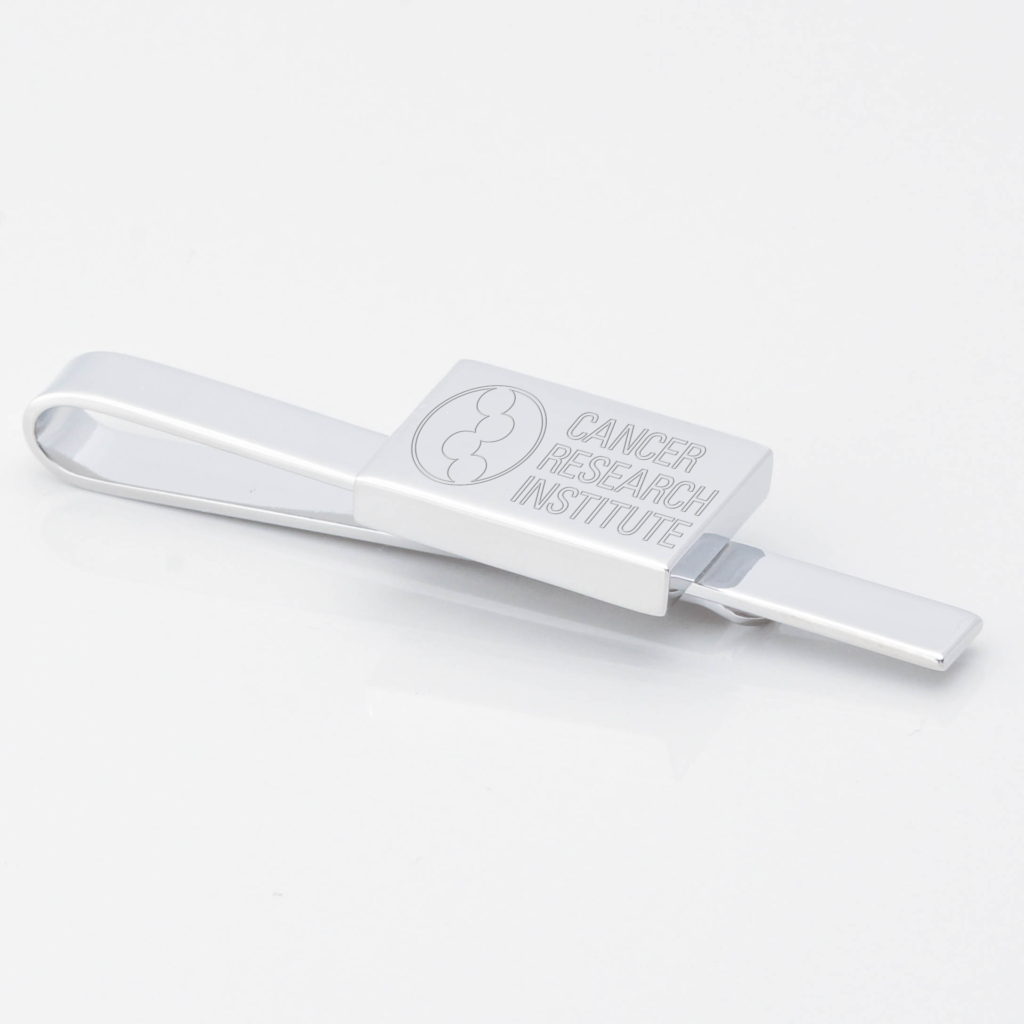 Cancer-Research-Institute-Engraved-Silver-Tie-Slide