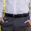 Ostrich-Style Patterned Black Leather Belt Lifestyle