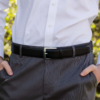 Smooth Textured Black Leather Belt Lifestyle