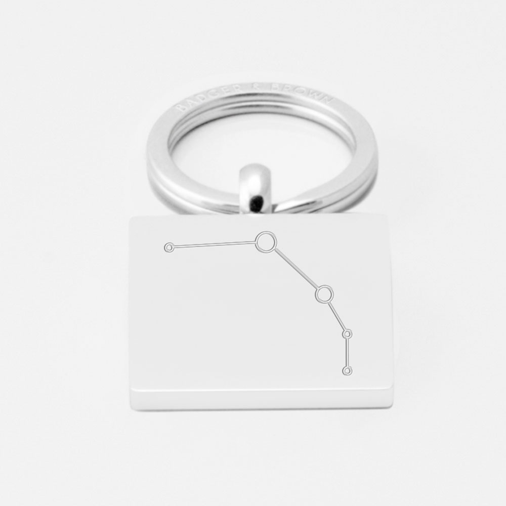 Aries Constellation-Engraved-Silver--Keyring