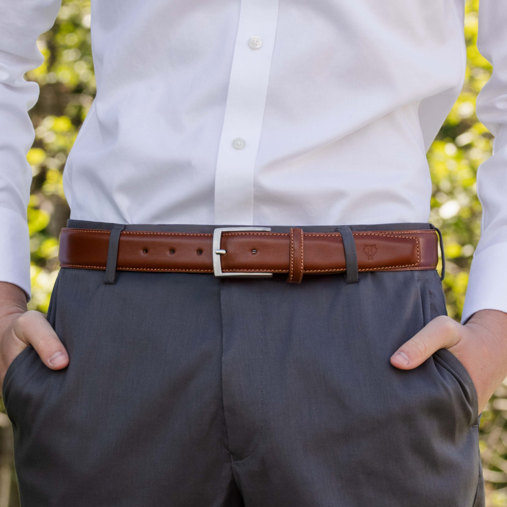 Luxury Cognac Italian Leather Belt Lifestyle