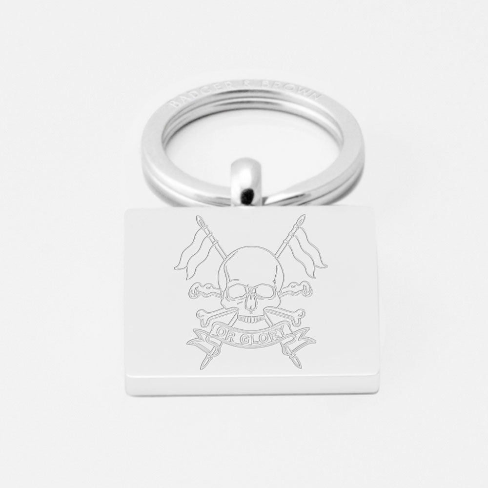 Queens-Royal-Hussars-Royal-Lancers-Engraved-Silver-Keyring