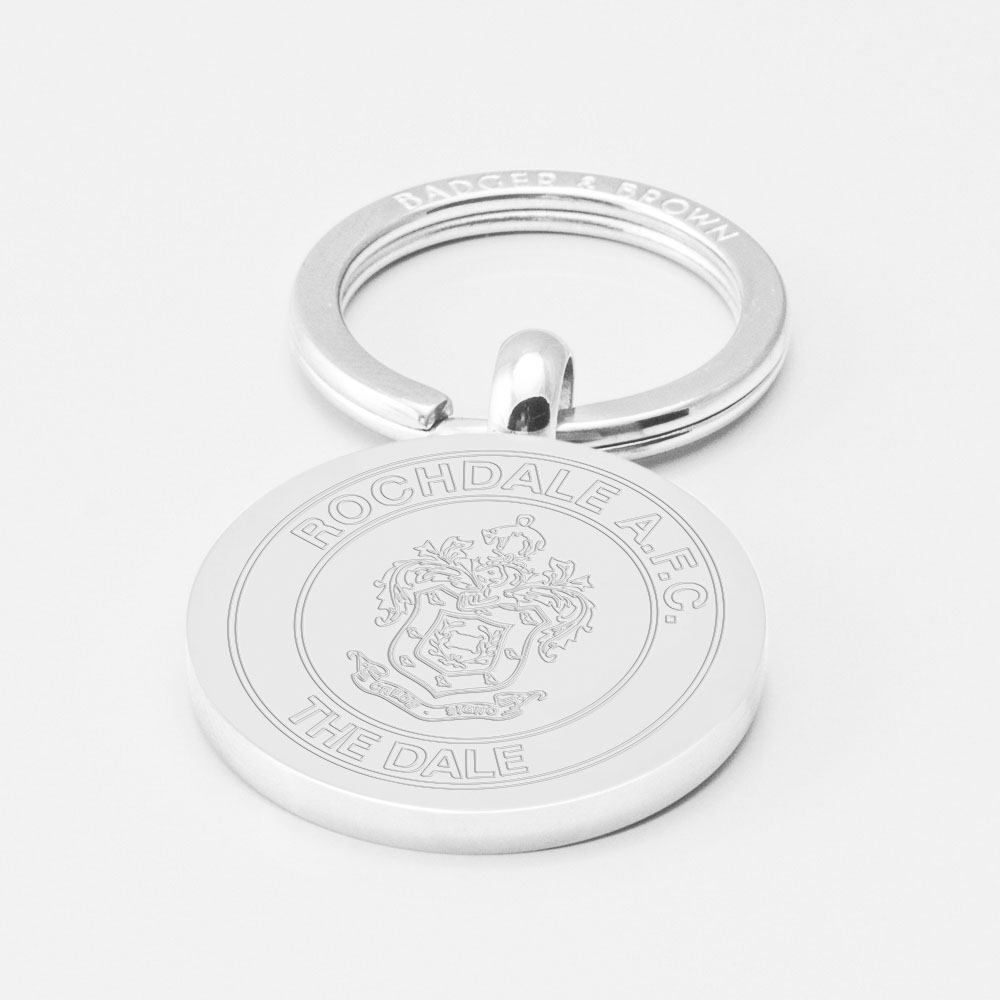 Rochdale-Football-Engraved-Silver-Keyring