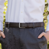 Grain Textured Dark Brown Leather Belt Lifestyle