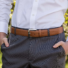 Grain Textured Tan Brown Leather Belt Lifestyle