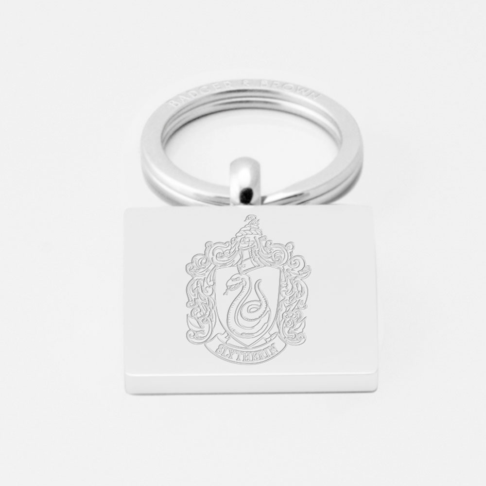Harry Potter Slytherin Crest-Engraved-Silver-Keyring