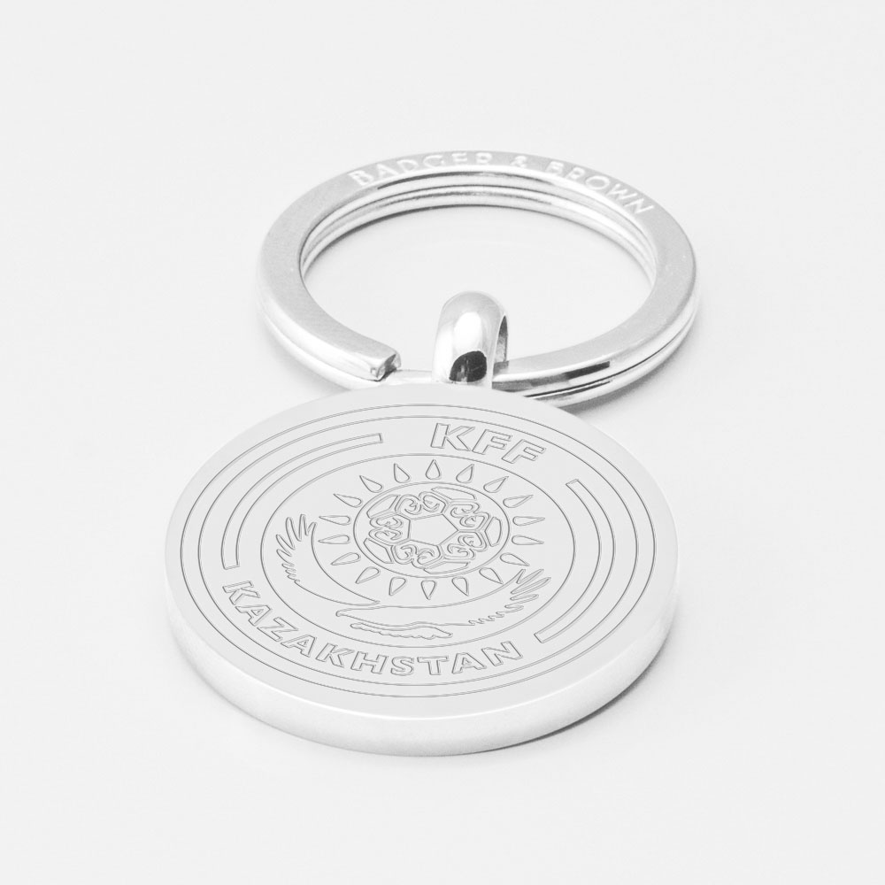 Kazakhstan Football-Engraved-Silver--Keyring