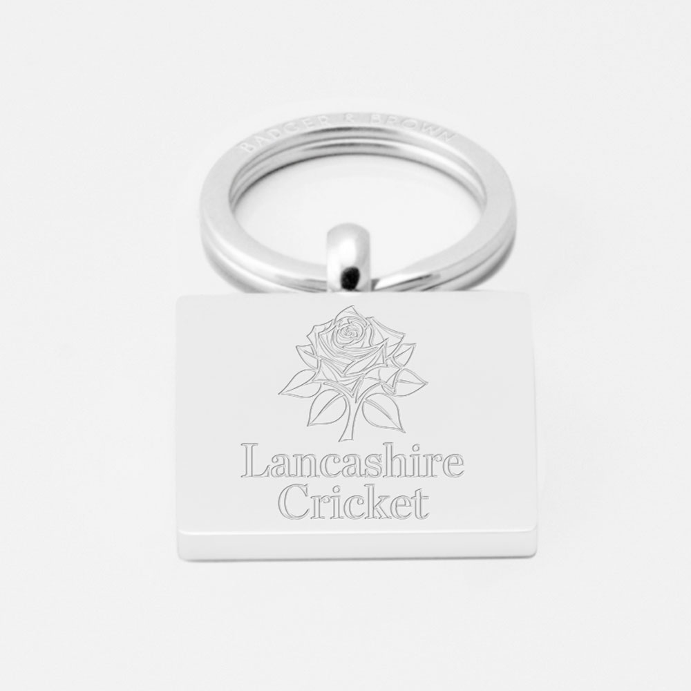 Lancashire County Cricket Club-Engraved-Silver-Keyring