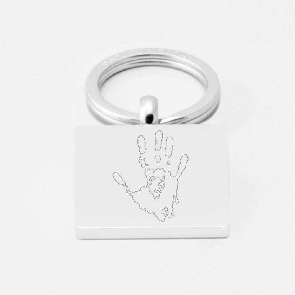 Lord Of The Rings Hand Of Saruman Emblem-Engraved-Silver-Keyring
