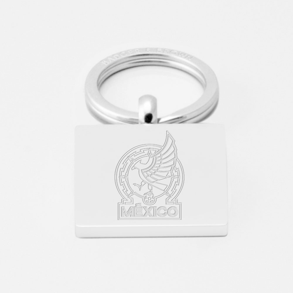 Mexico-Football-Engraved-Silver-Keyring