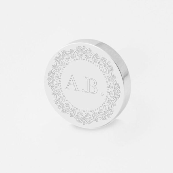 Engraved Ornamental Initials Lapel Pin