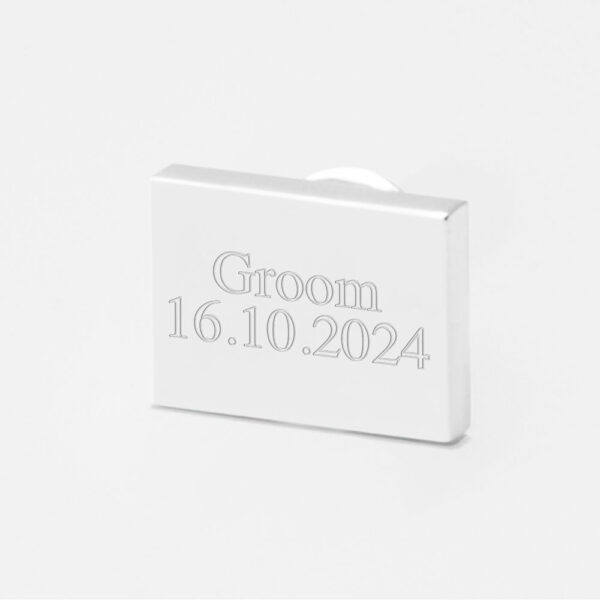 Personalised Groom & Date Engraved Lapel Pin