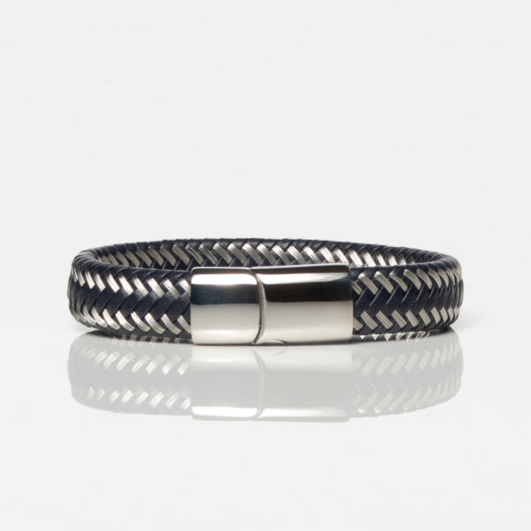 Two-Tone Navy Woven Leather Bracelet