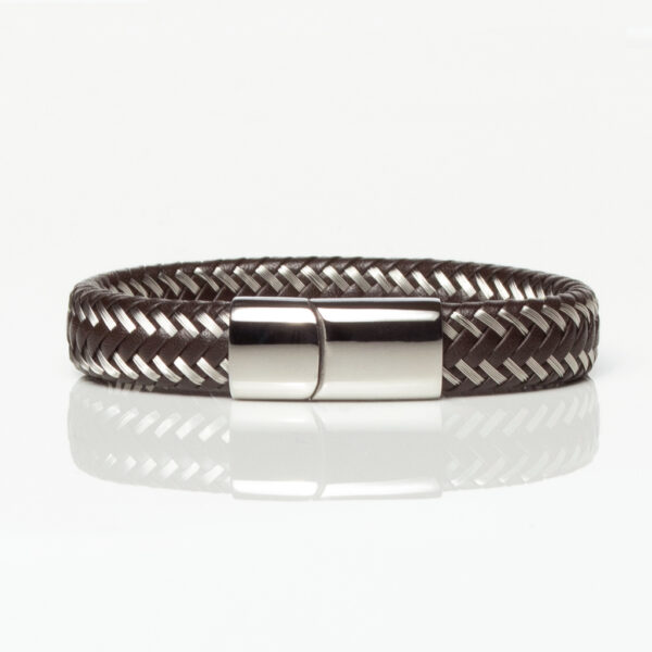 Two-Tone Brown Woven Leather Bracelet