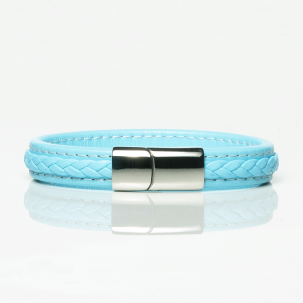 Steel Blue Quilted Style Leather Bracelet
