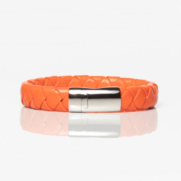 Orange Bold Leather Braided Bracelet