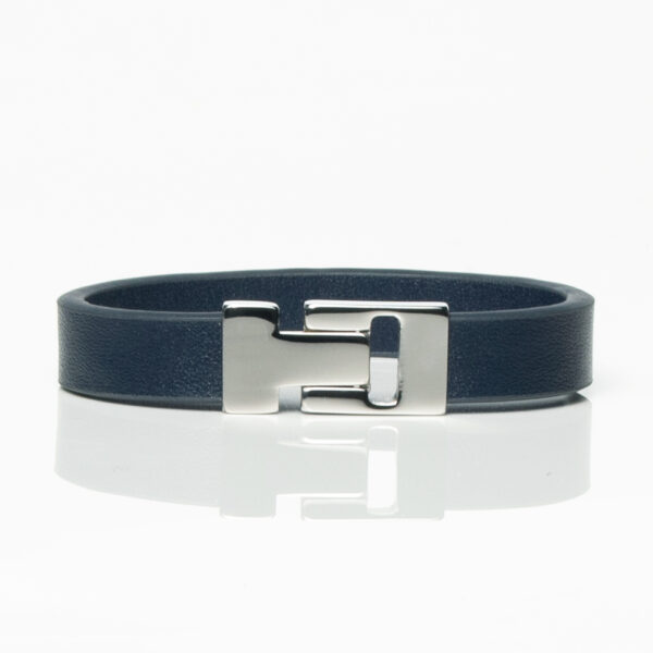 Navy Smooth Textured Leather Bracelet