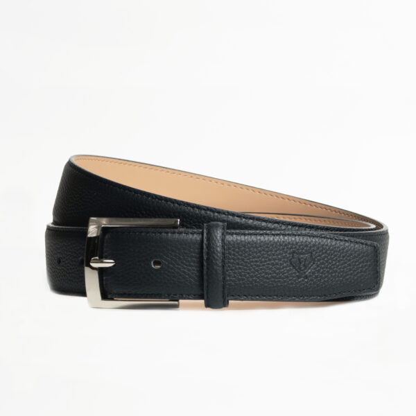 Grain Textured Black Leather Belt
