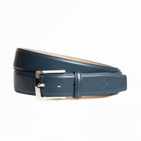 Smooth Textured Navy Leather Belt