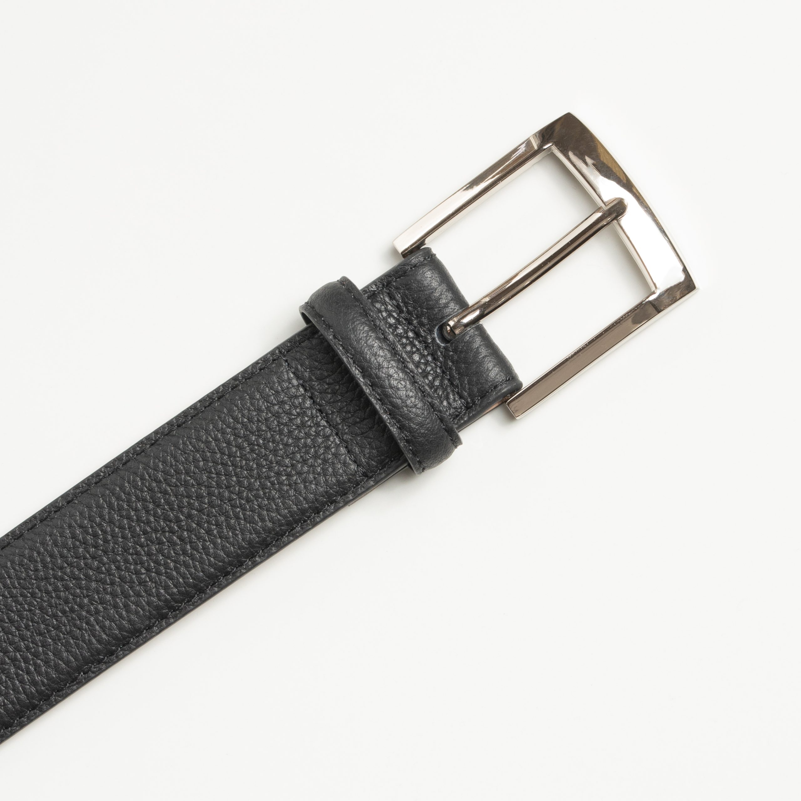 Grain Textured Black Leather Belt - Image 2
