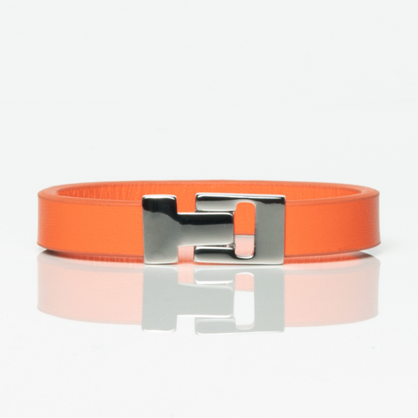Orange Smooth Textured Leather Bracelet